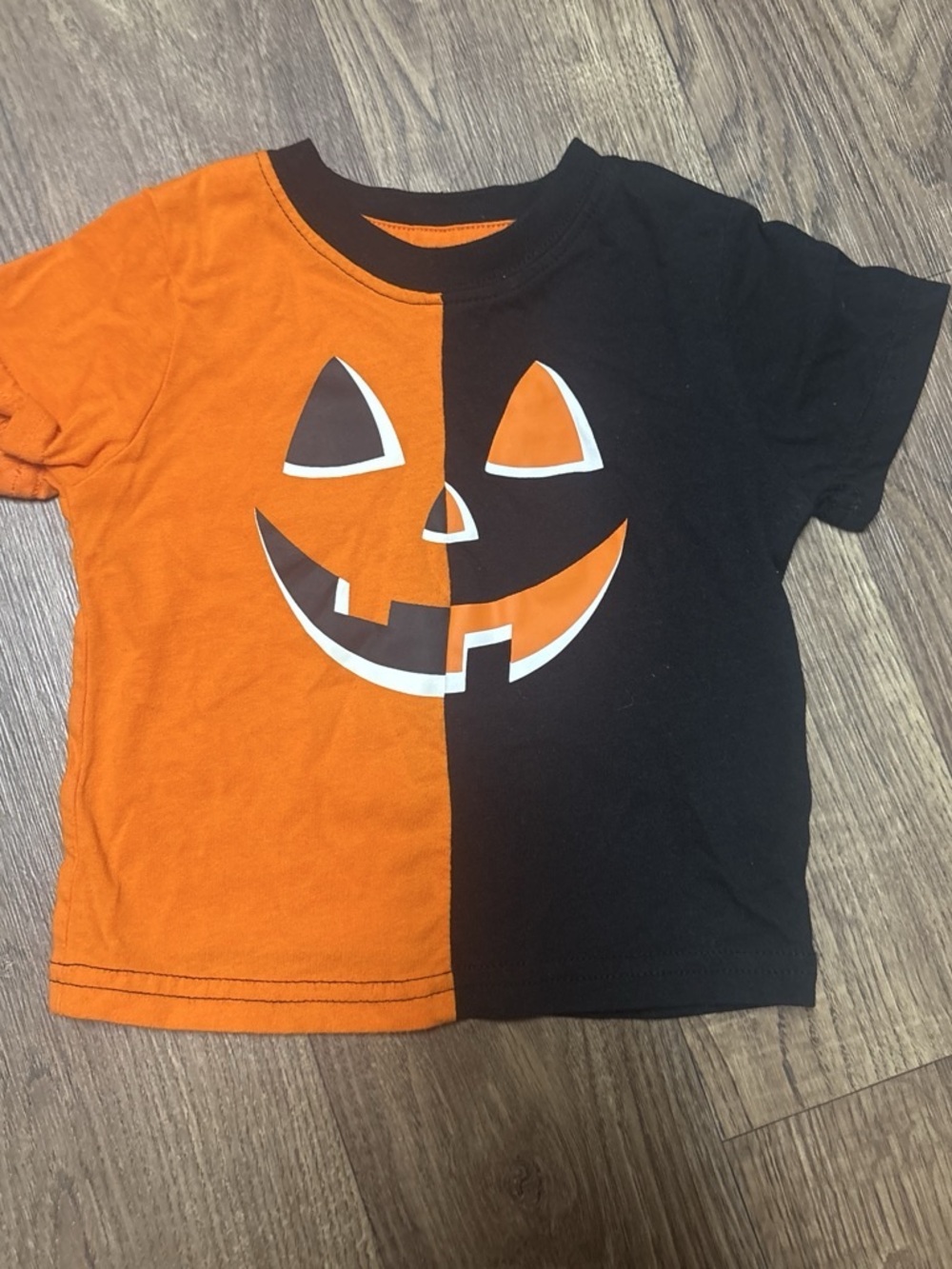 Celebrate! Halloween Pumpkin Split Graphic Tee Color Block Pumpkin Tee